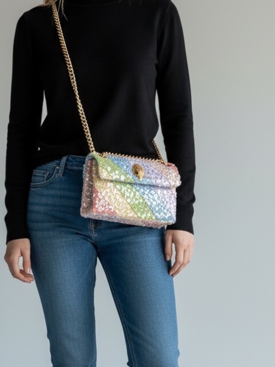 Kurt Geiger Handbags - Kurt Geiger Kensington Denim Sequin Bead Rainbow Convertible Crossbody